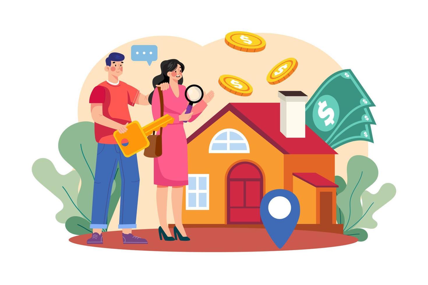Couple buying a new house vector