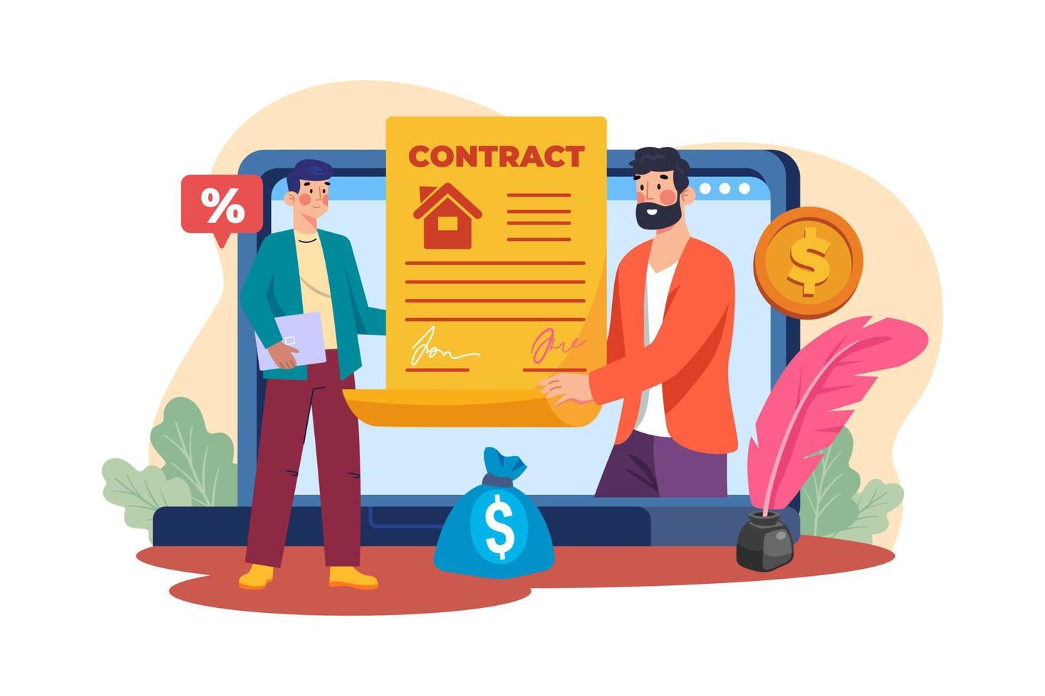 The man made the rental agreement online vector