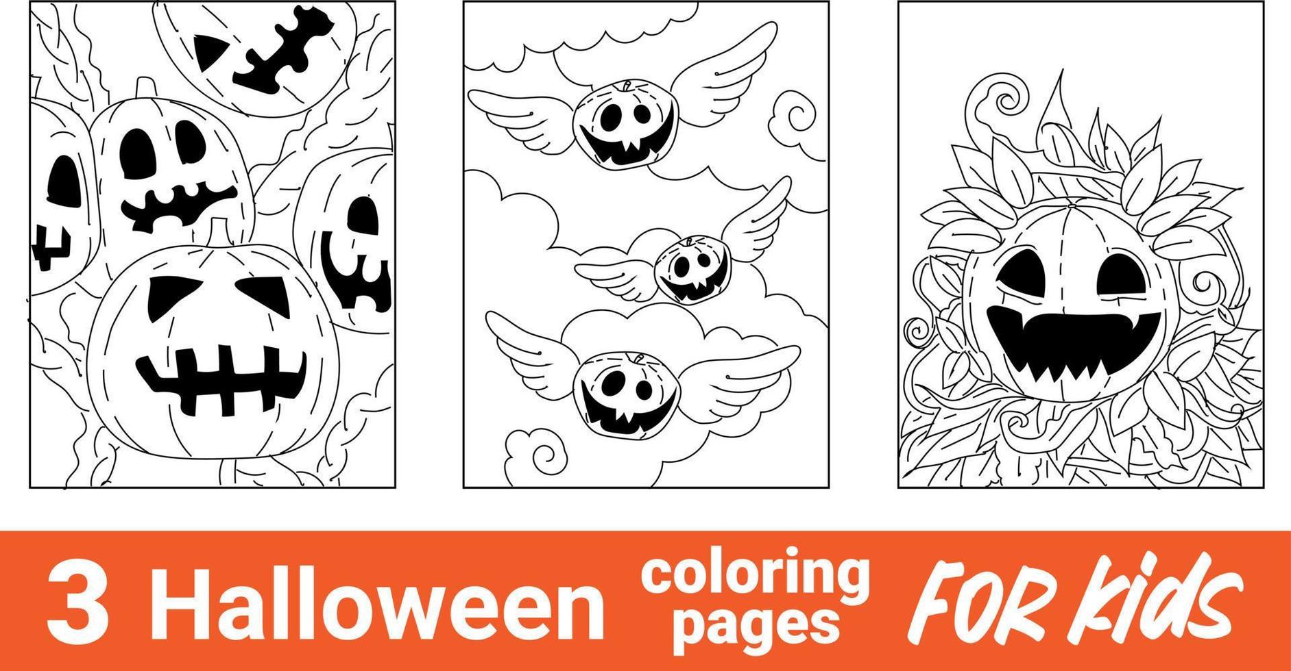 Vector haunted house black and white illustration. Halloween coloring book. Pumpkin in the hat.