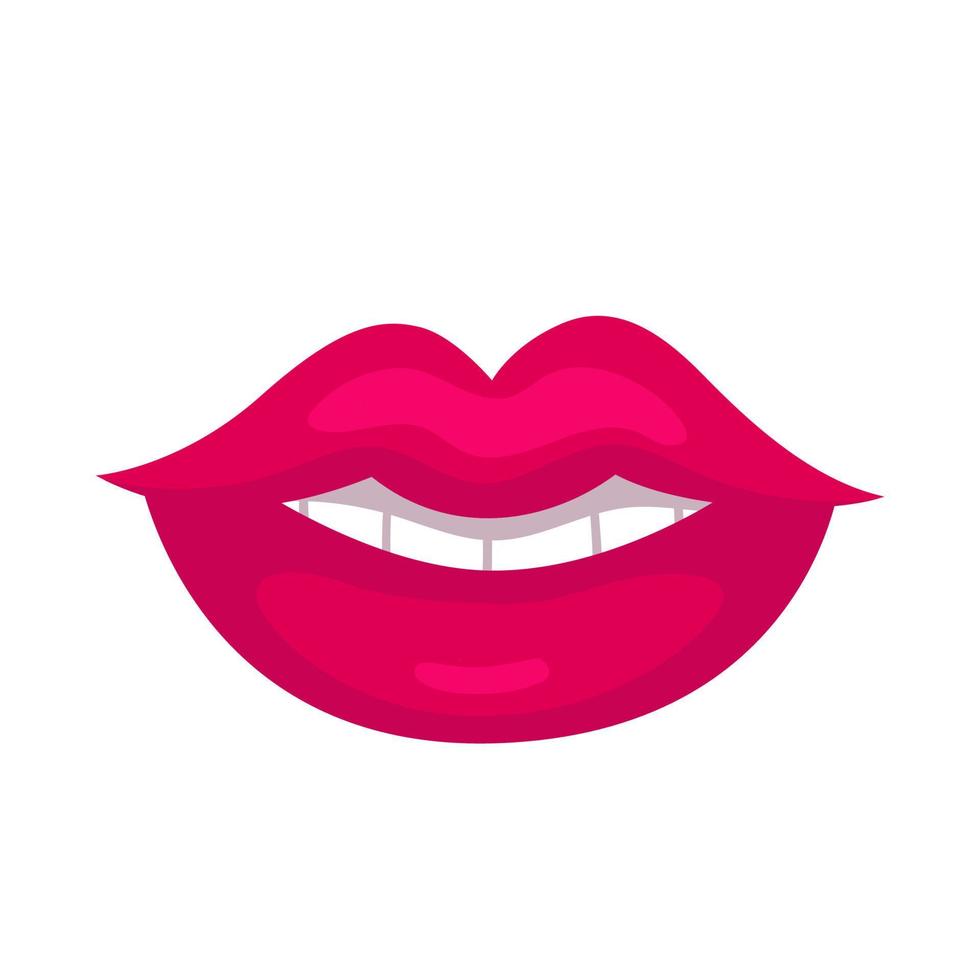 Women's sexy lips. Cosmetics, lipstick, lip gloss. Vector icon