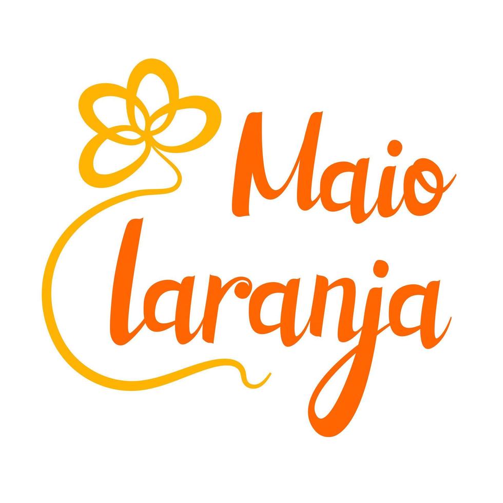 lettering de maio laranja campaña contra la investigación de la violencia infantil. escrito en portugués. vector