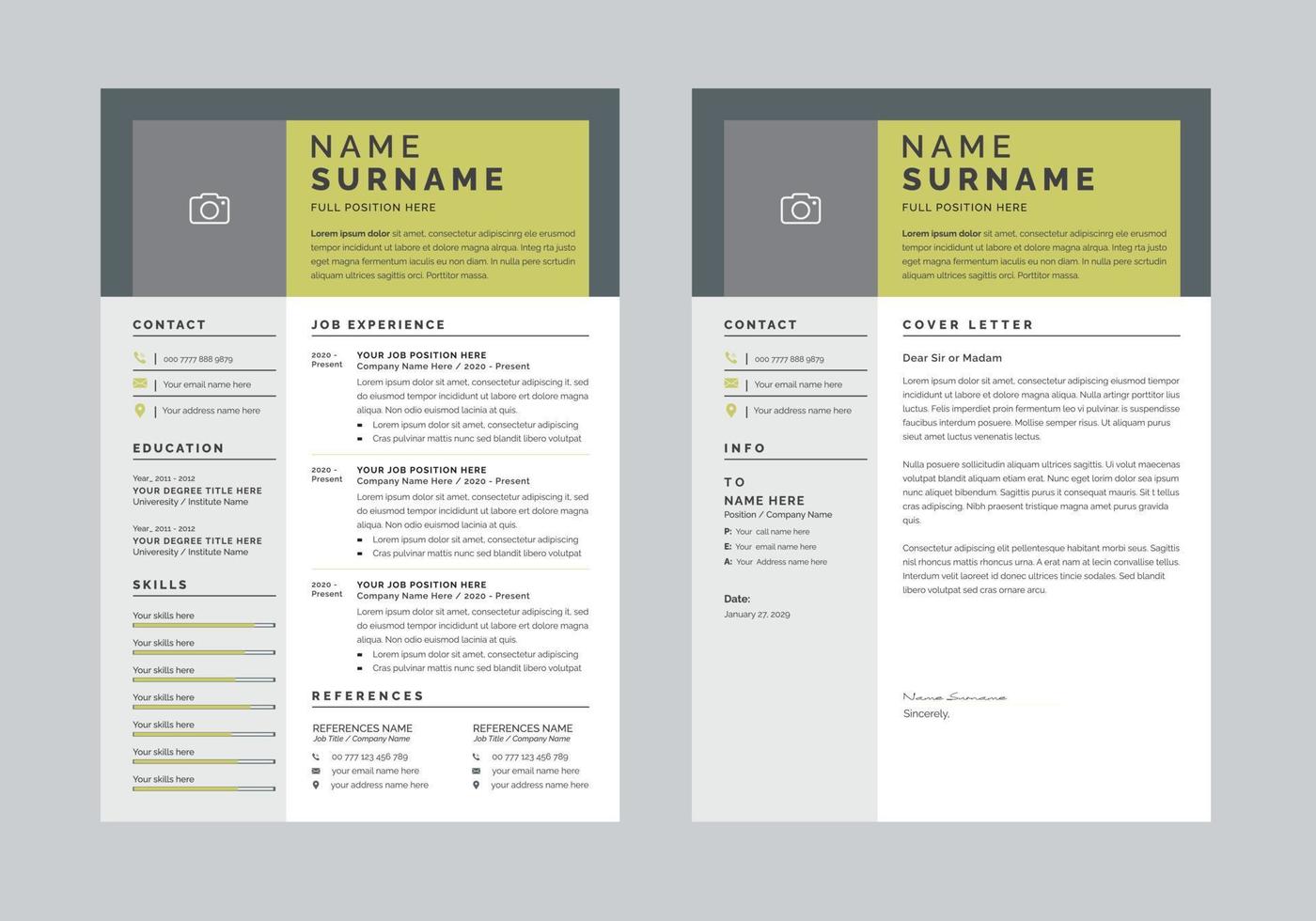 Professional Resume Layout And Curriculum Vitae Template One Page Vector Art At Vecteezy