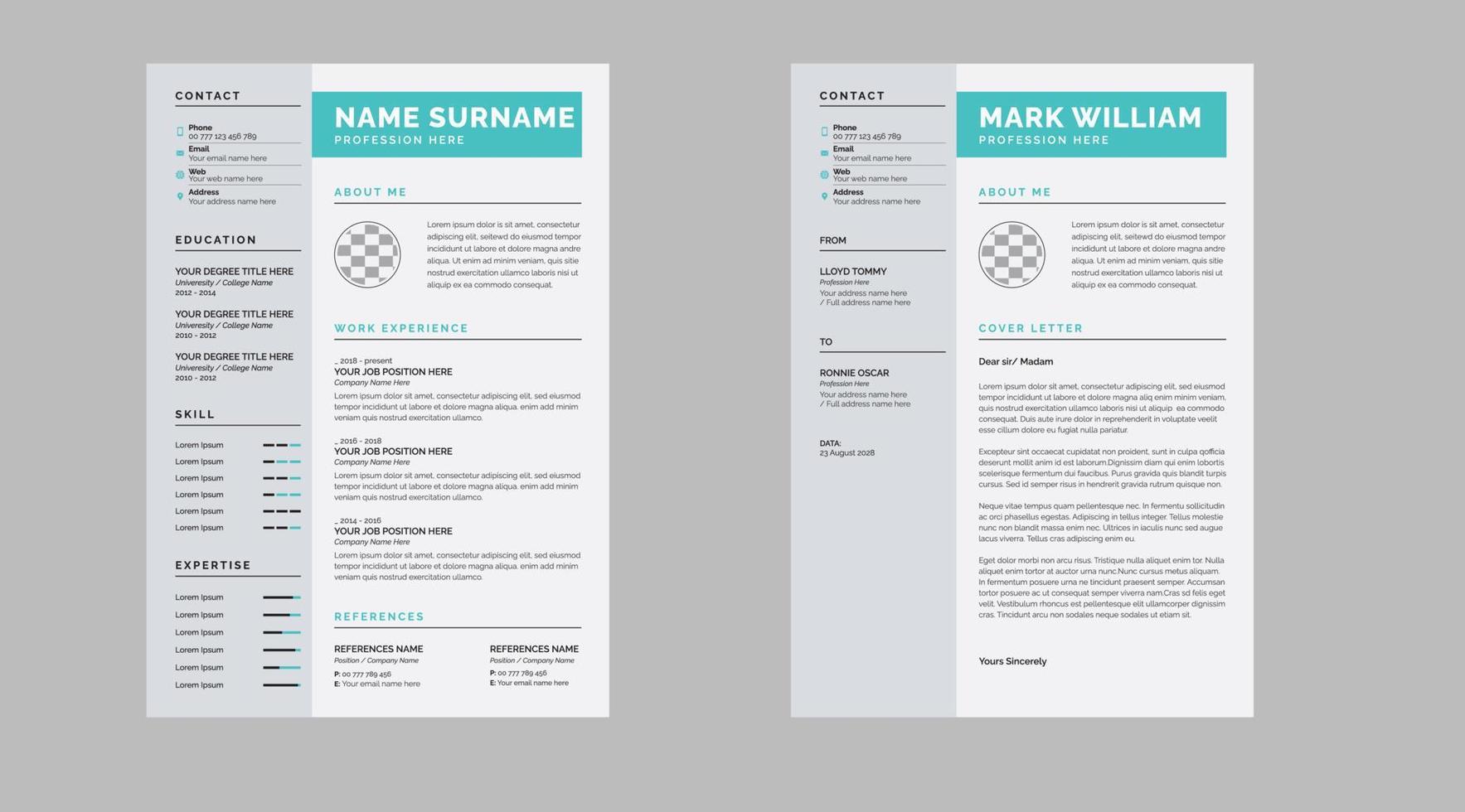 Resume Layout with Green cv template vector