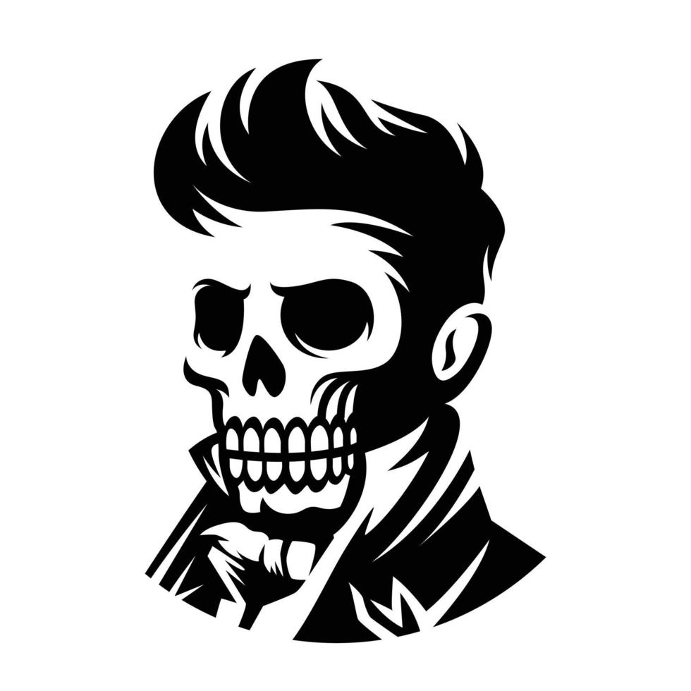 illustration victorian skull face haircut illustration vector