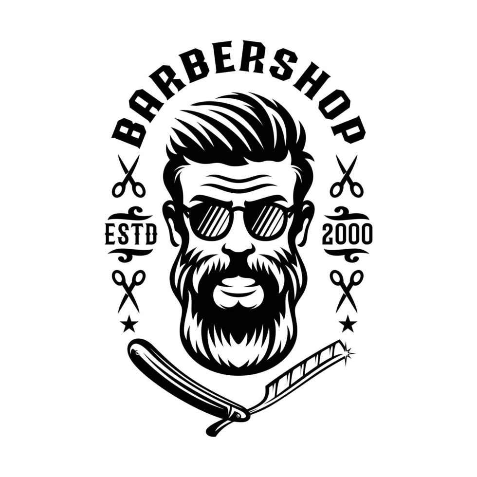 Barbershop label illustration vector
