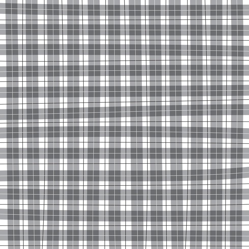 Plain Black White Grey Gingham Tartan Plaid Buffalo Scott Seamless Pattern Editable Stroke. Cartoon Illustration Cloth, Mat, Fabric pattern, Textile, Scarf, Wrapping Paper vector