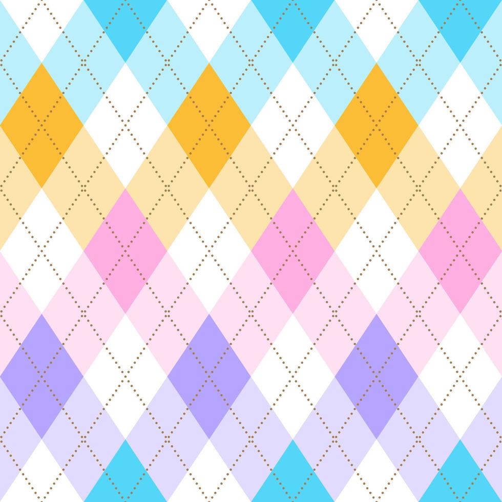 Diamond Square Argyle Diagonal Dash Line Color Blue Pink Orange Purple Abstract Shape Element Gingham Checkered Pattern Illustration Wrapping Paper, Picnic Mat, Tablecloth, Fabric Background vector