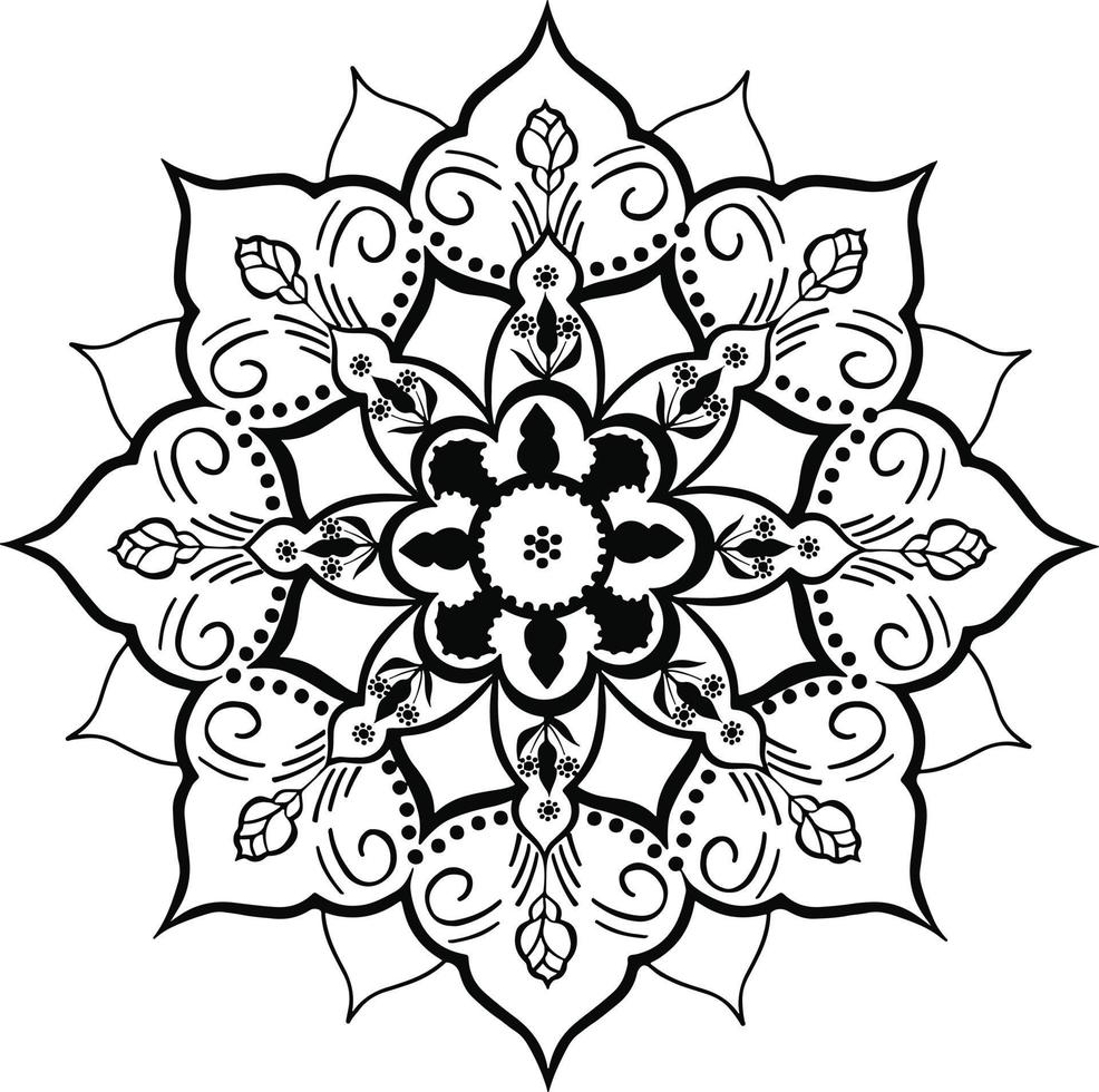 Black and white mandala ethnic Indian pattern. Vector