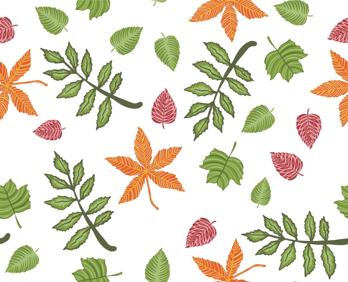 Autumn leaves pattern, seamless background and illustration vector