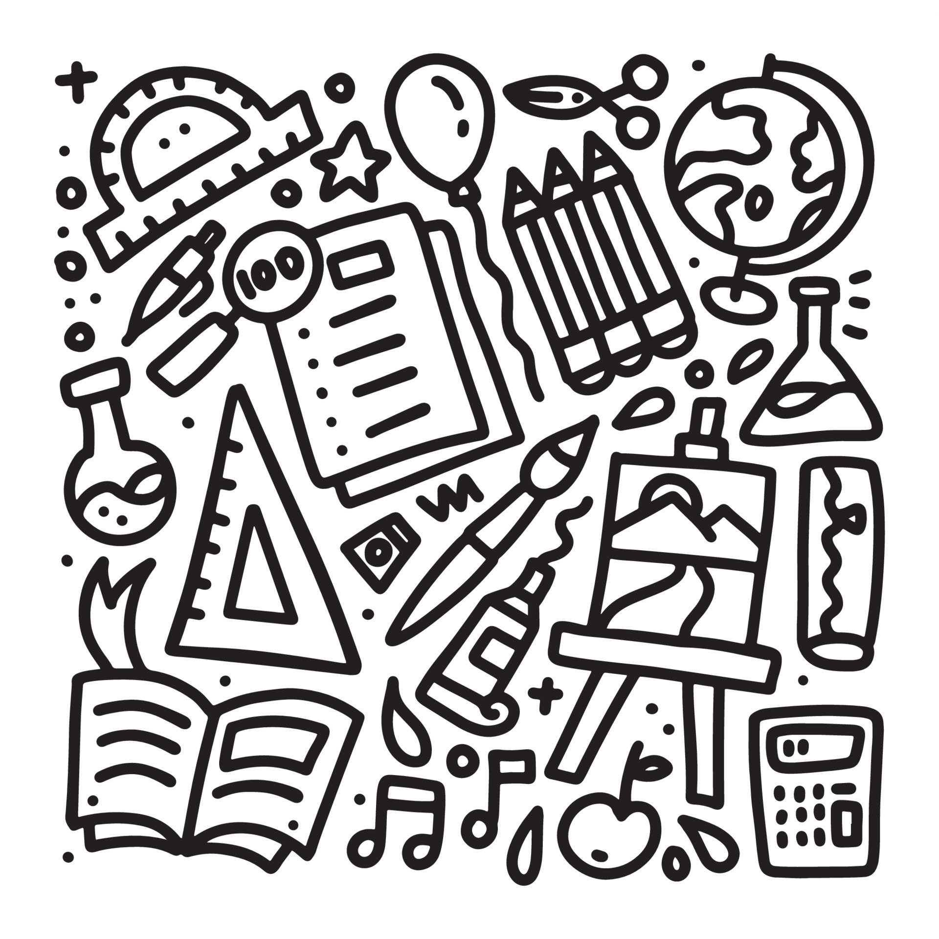 Hand drawn doodle of pen icon. Vector sketch illustration of black outline  writing school supplies, office stationery for print, coloring page, kids  design, logo. 19860294 Vector Art at Vecteezy