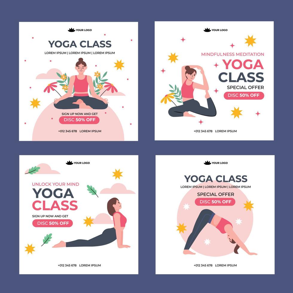 Yoga Self Care Activity Social Media Template vector