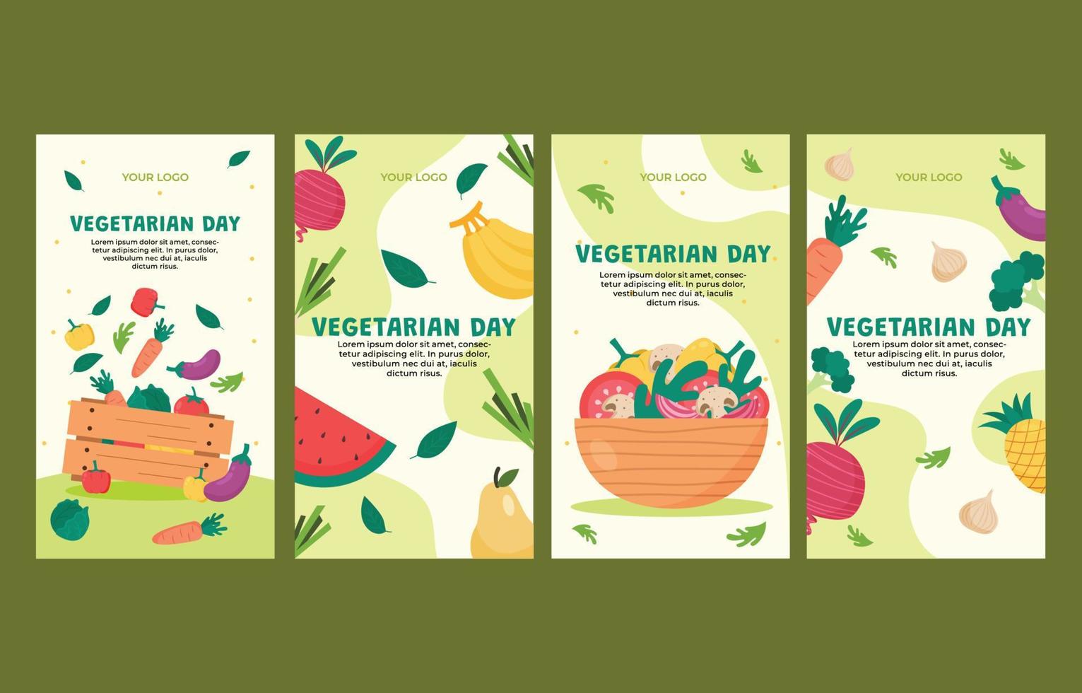 plantilla de redes sociales del día vegetariano vector