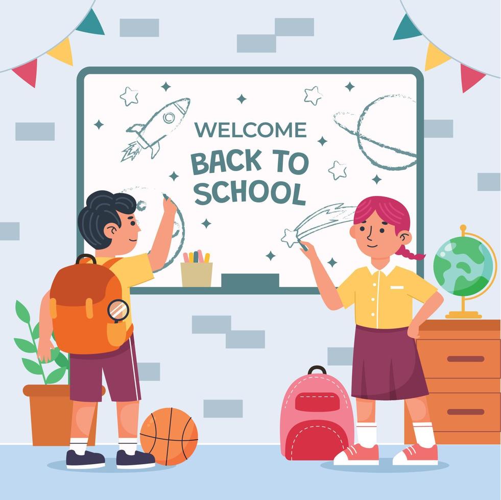 Happy Students Ready To Back To School vector