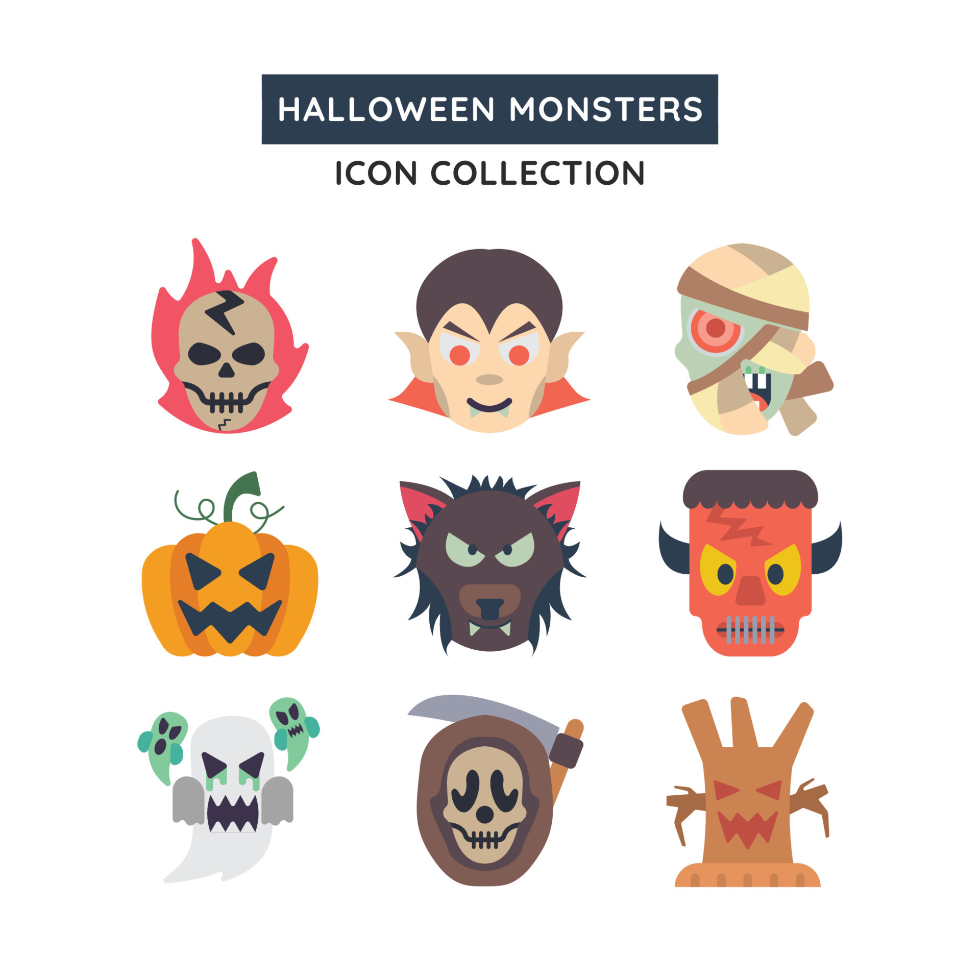 Spooky Creatures And Things For Halloween Icon Set 10943684 Vector Art