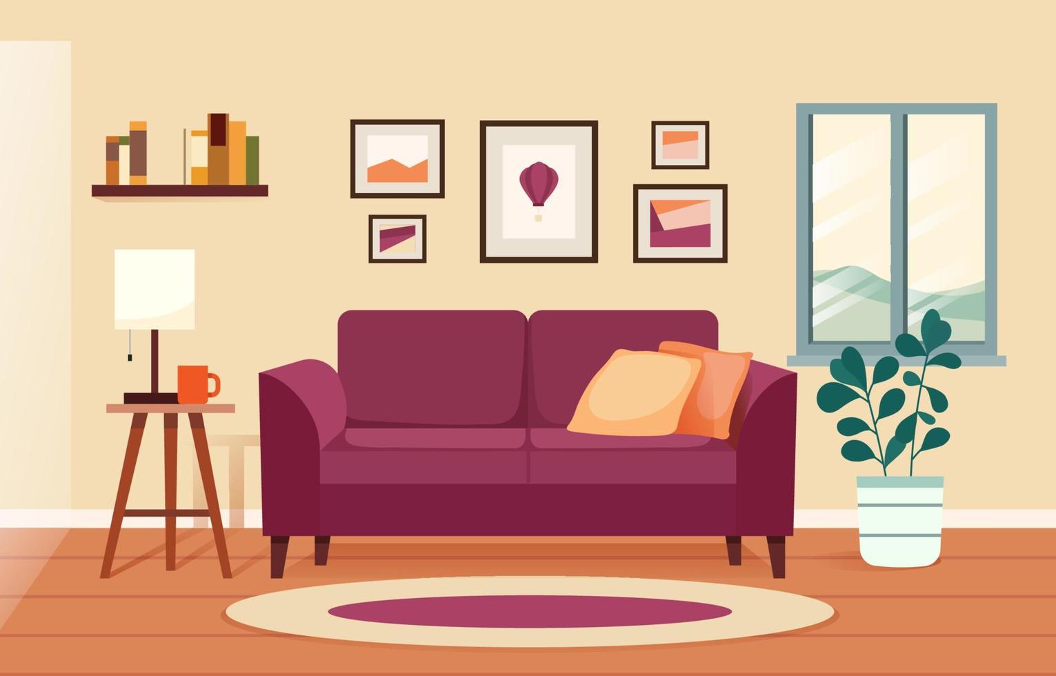 Living Room Background With Furniture vector