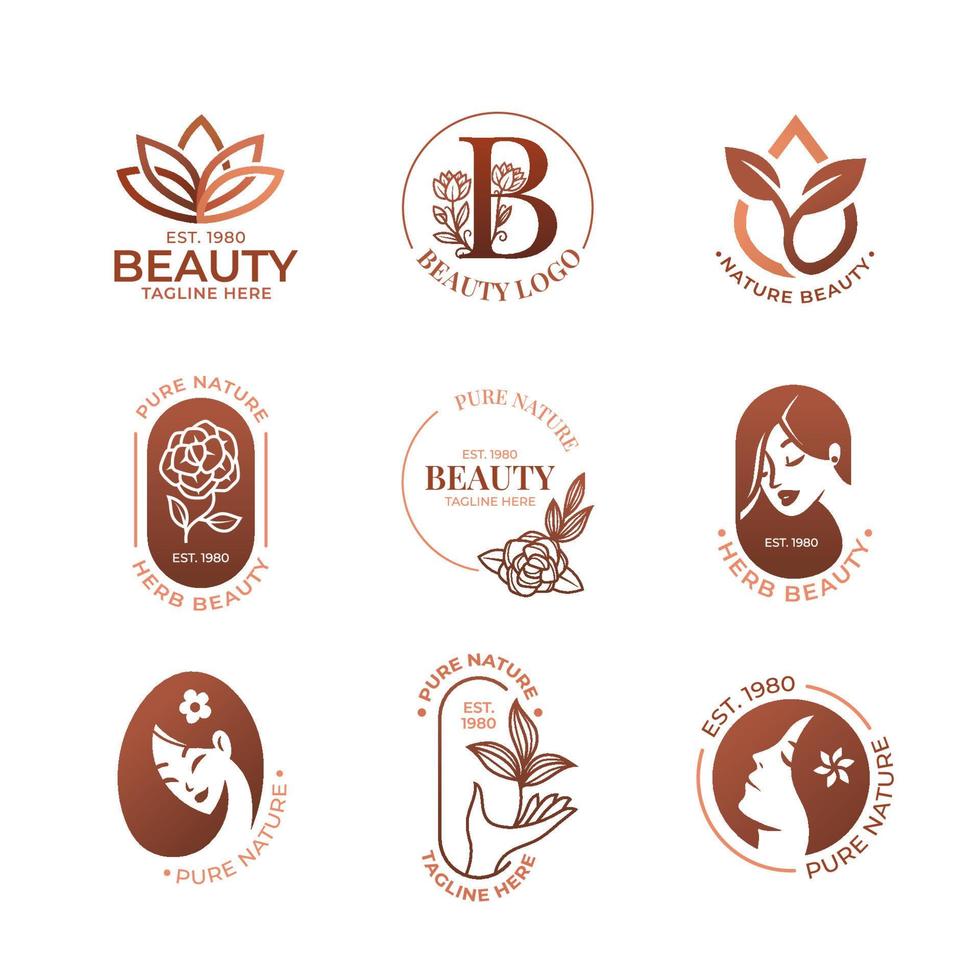 conjunto de logotipo de belleza natural vector