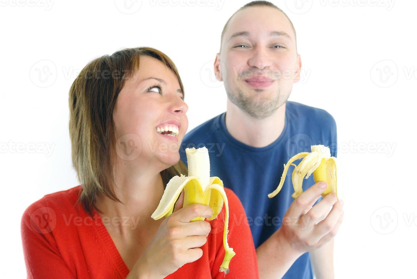 happy couple with bananas photo