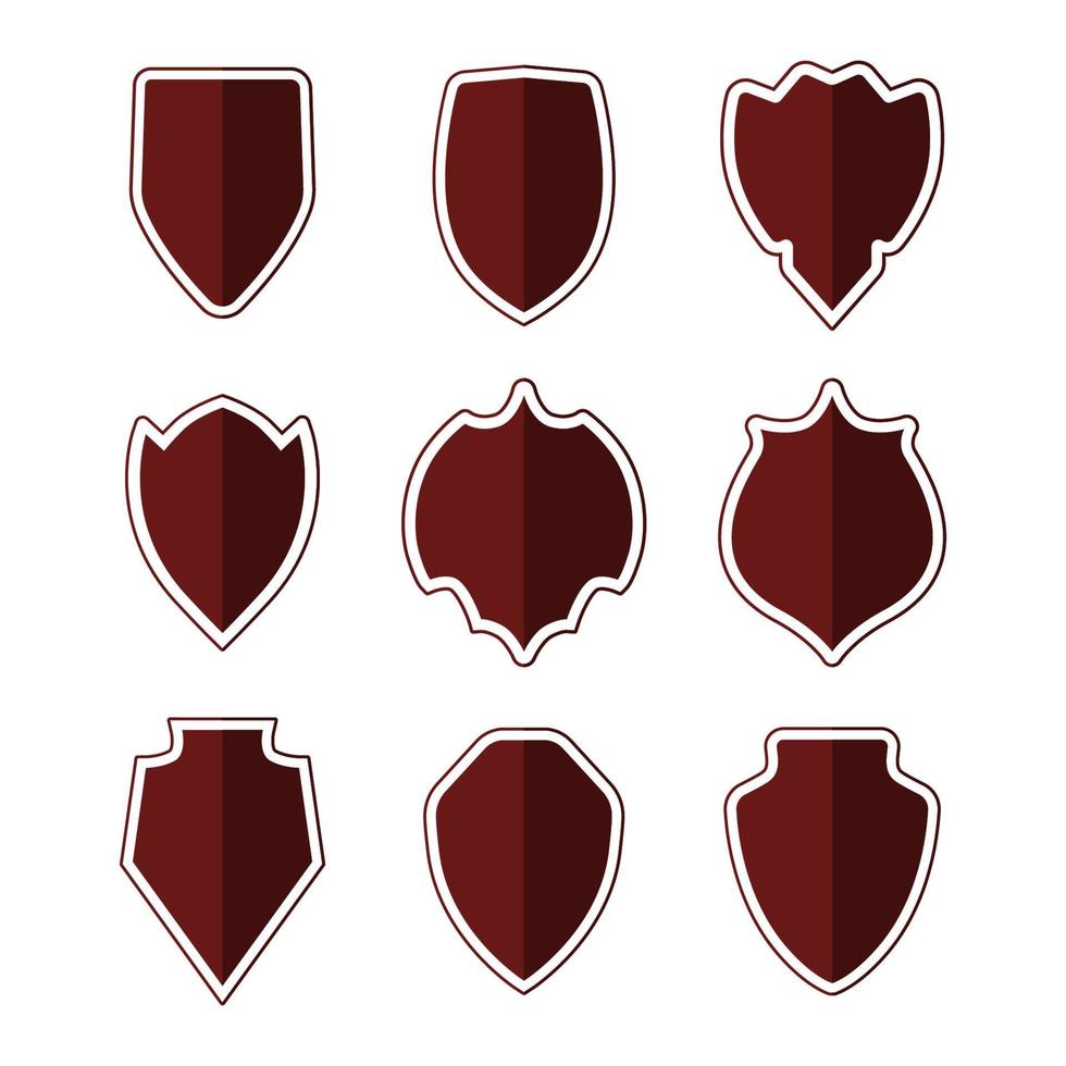 Brown Medieval Shield Icon Set vector