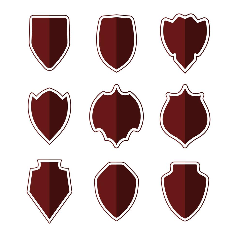 conjunto de iconos de escudo medieval marrón vector