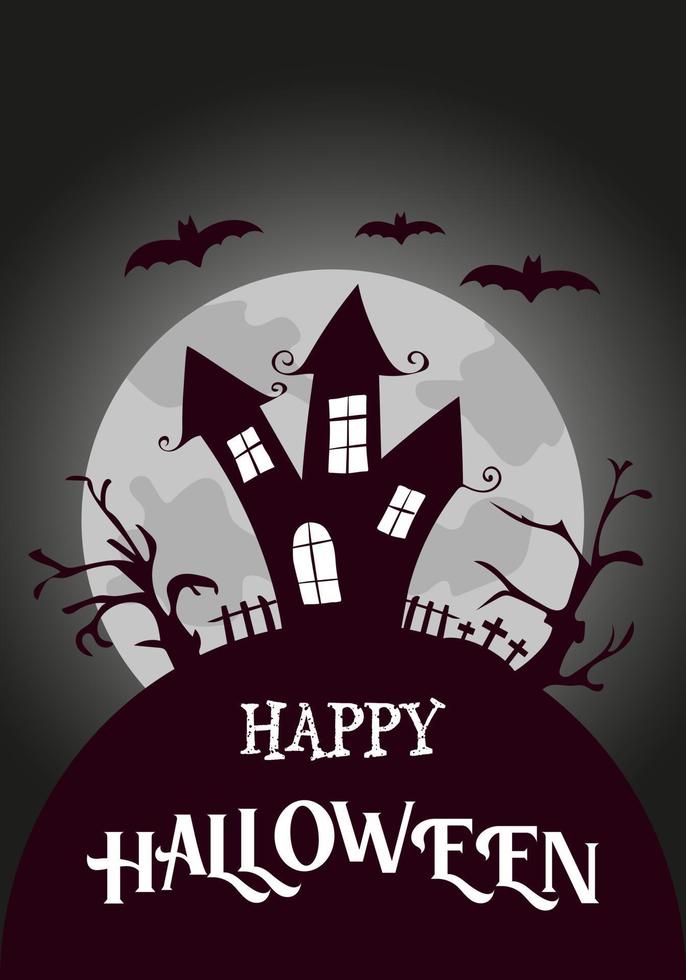 feliz Halloween . tarjeta de felicitación, tarjeta de invitación para una fiesta o venta. vacaciones de otoño. ilustración vectorial plana en colores oscuros vector