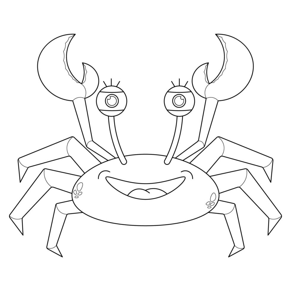 Cute crab suitable for children's coloring page vector illustration