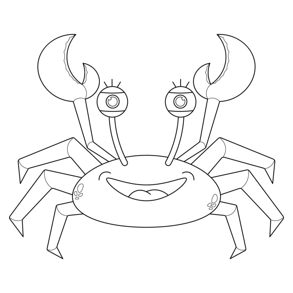 Cute crab suitable for children's coloring page vector illustration