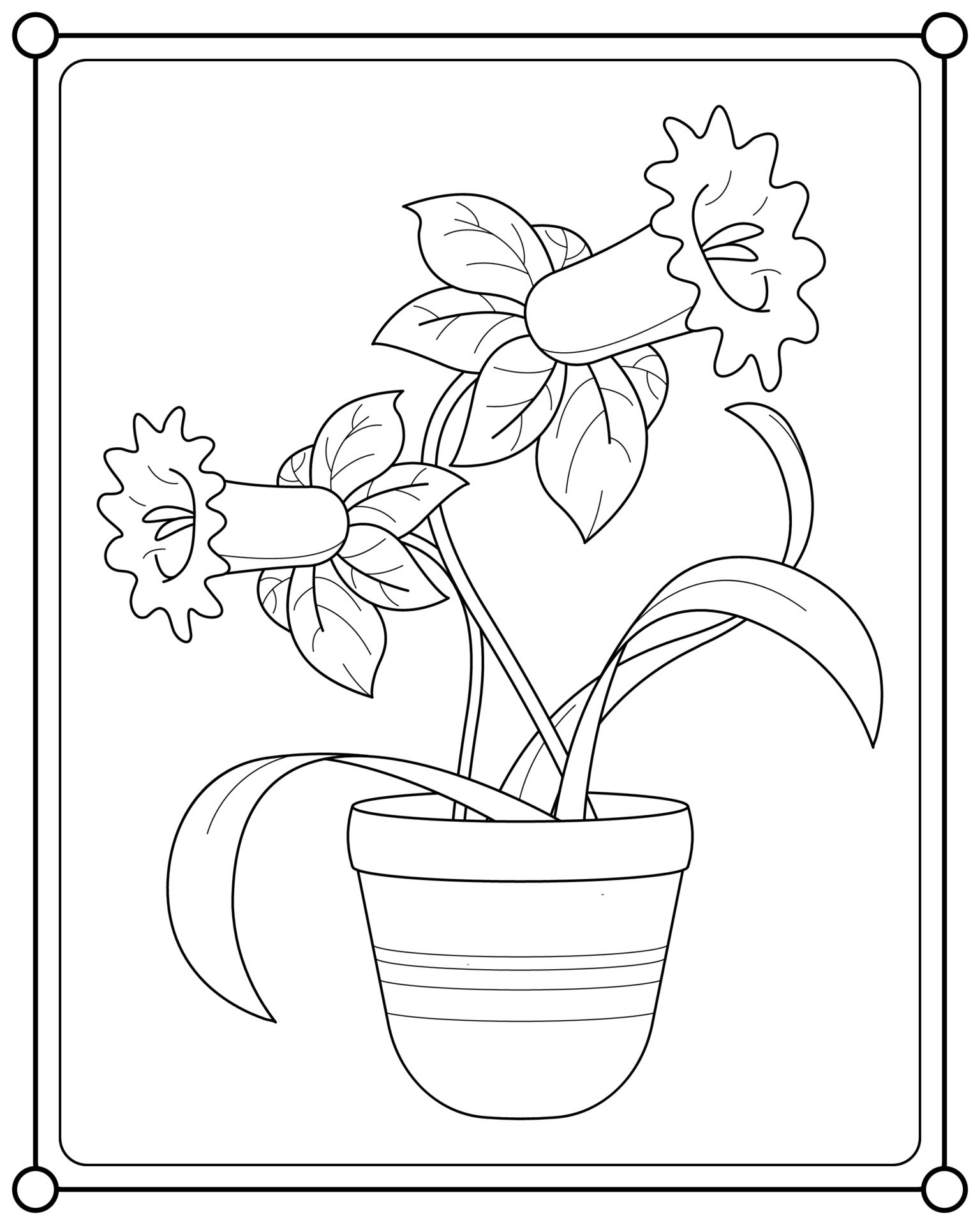 Beautiful flowers in pots suitable for coloring book vector ...