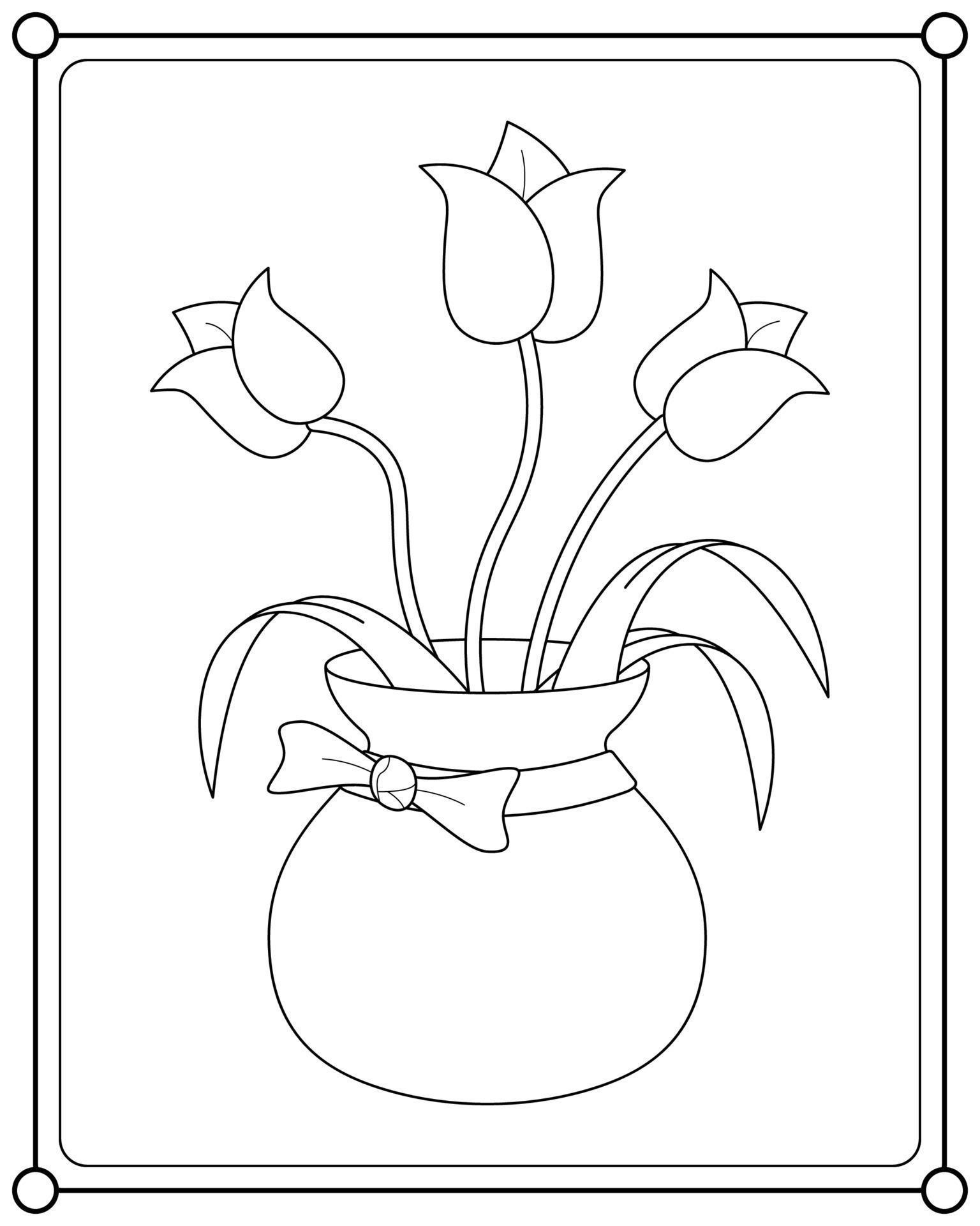 Beautiful flowers in pots suitable for coloring book vector ...