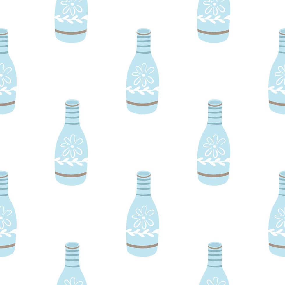 Patrón transparente de botella pintada con dibujos de arcilla vector