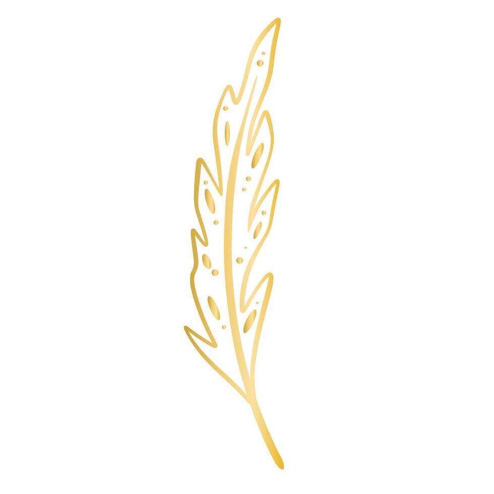 Elongated decorated golden feather clipart vector