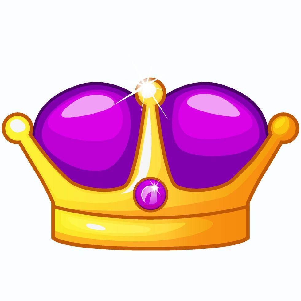 Vector golden crown, isolated cartoon object.