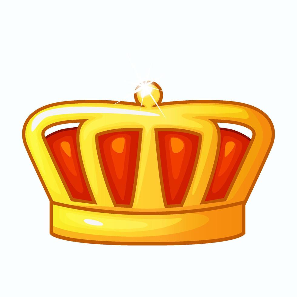 Vector golden crown, isolated cartoon object.