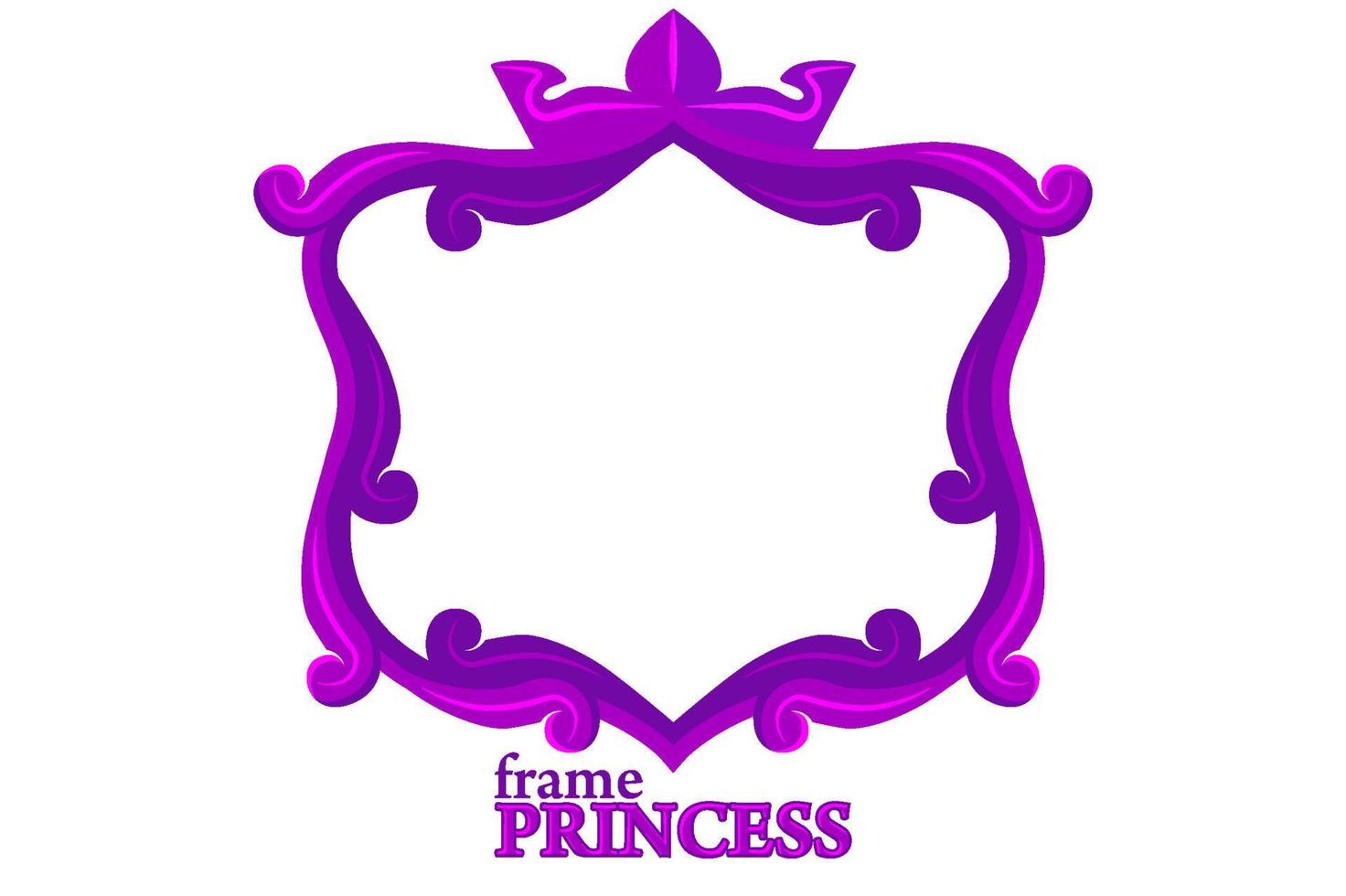 Princess purple frame, cartoon square avatars for graphic design. Vector illustration cute blank templates for games.