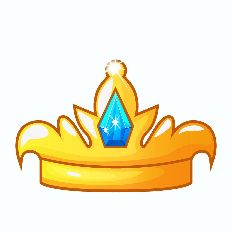 Vector golden crown, isolated cartoon object.