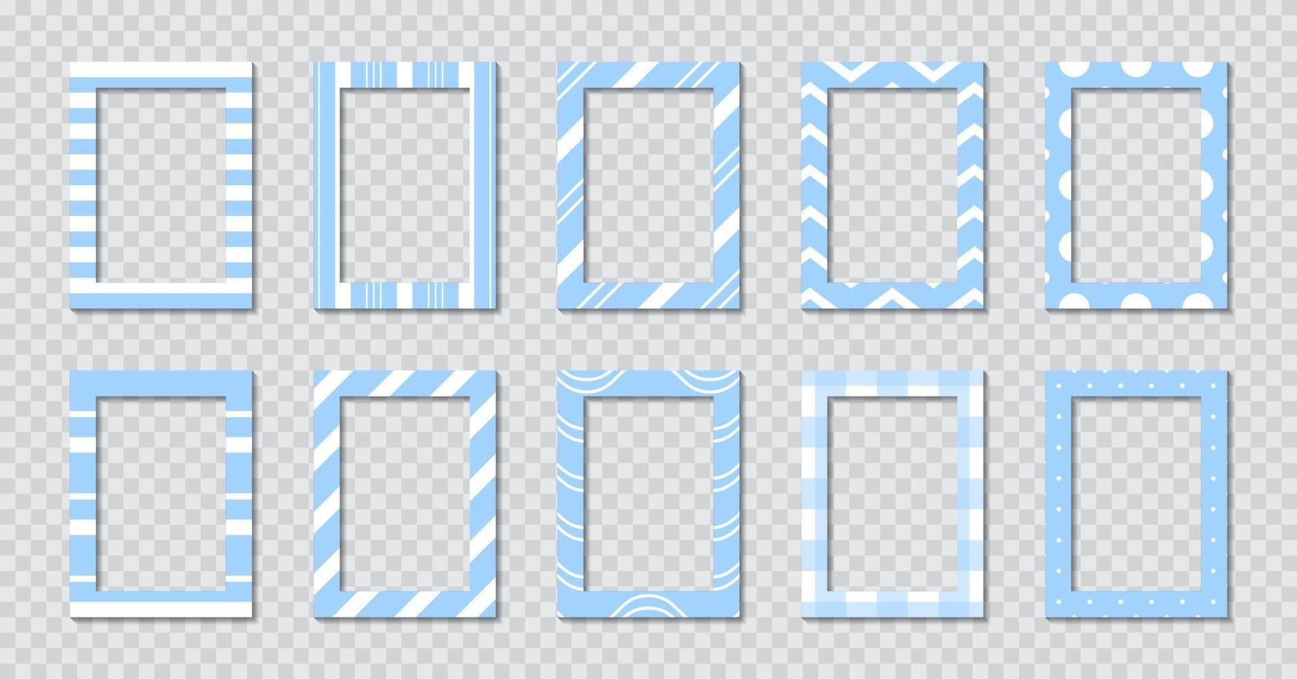 conjunto de marco de fotos plano rectangular con adornos vector