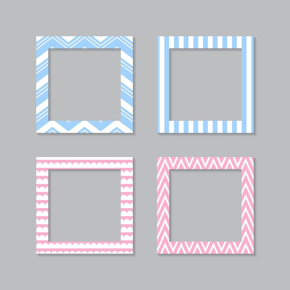 conjunto de marco de fotos plano cuadrado con adornos vector