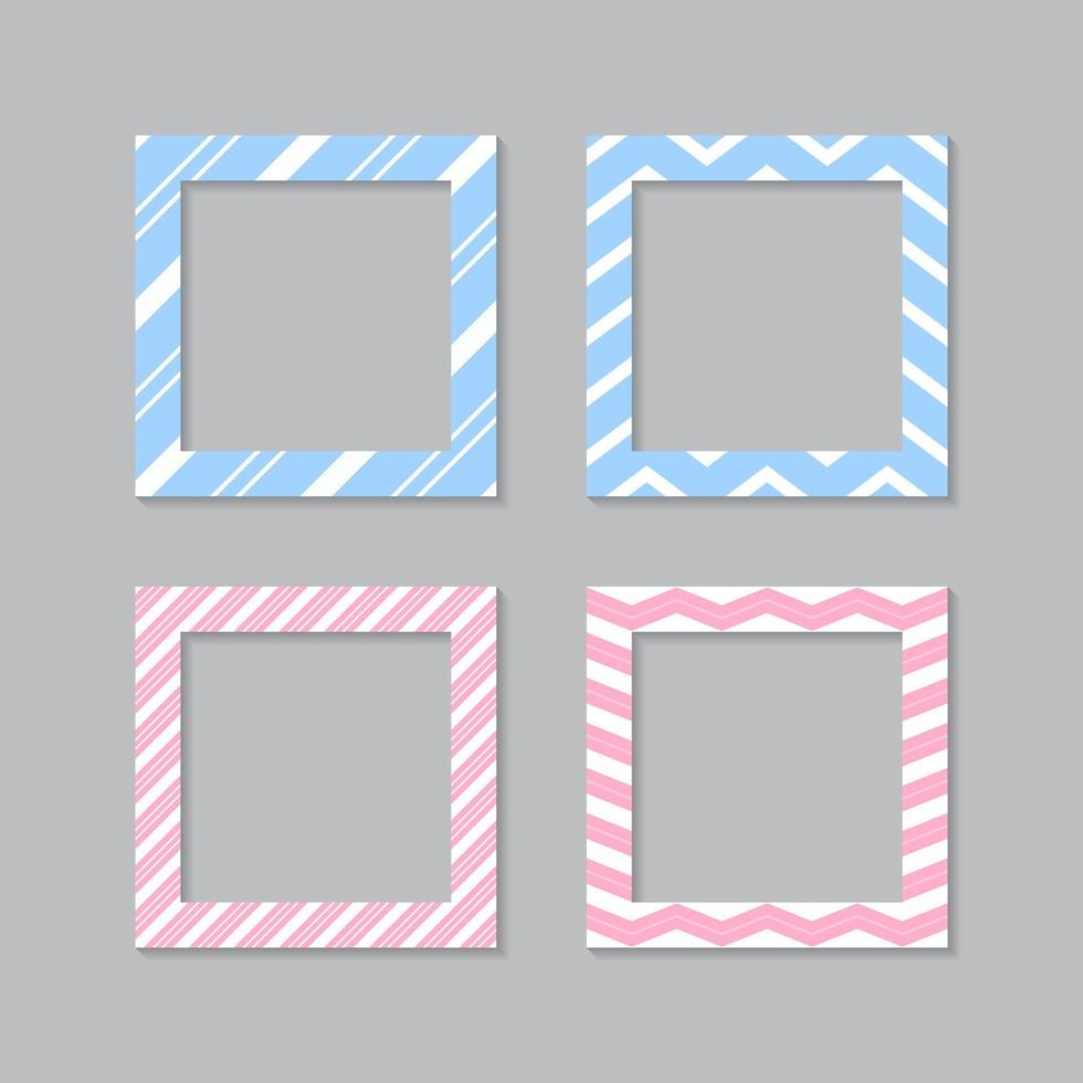 Set of square flat photo frame with ornaments vector