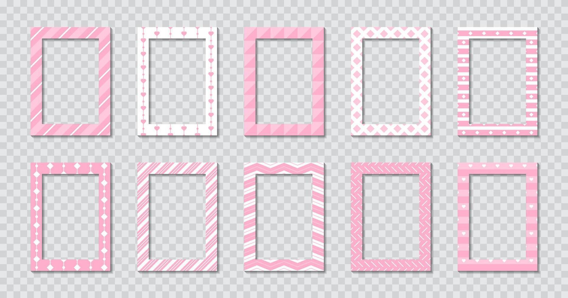 Set of rectangle flat photo frame with ornaments vector