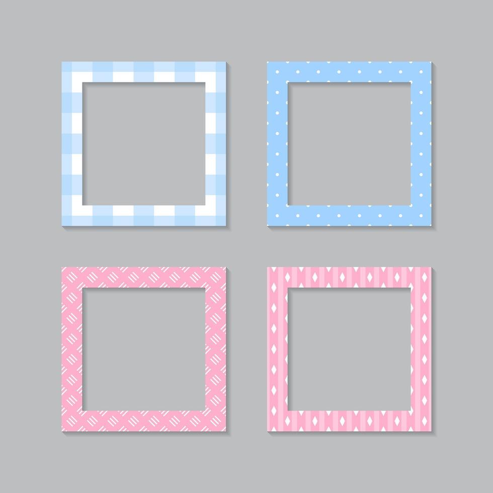 Set of square flat photo frame with ornaments vector