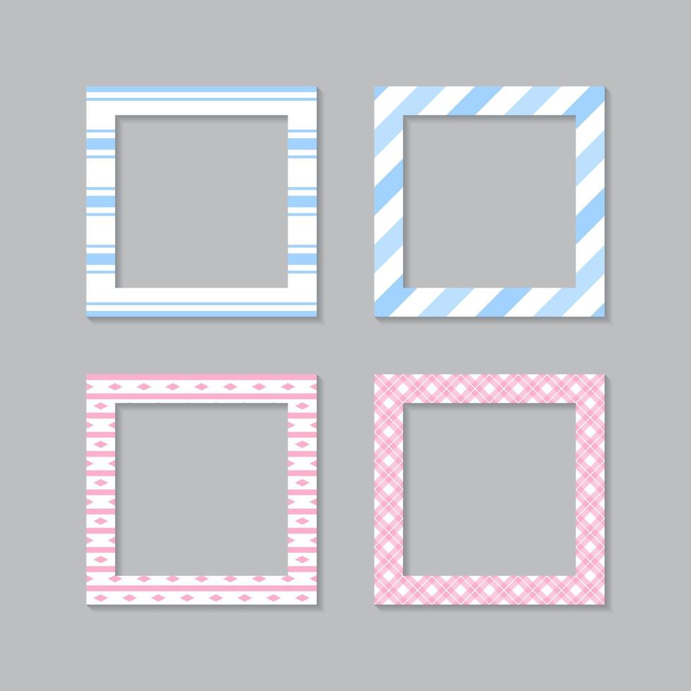 Set of square flat photo frame with ornaments vector