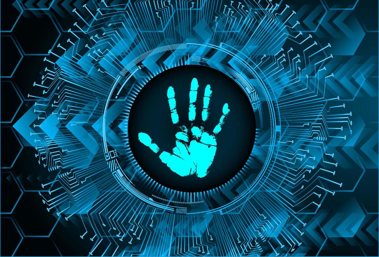 Finger print network cyber security background. hand vector
