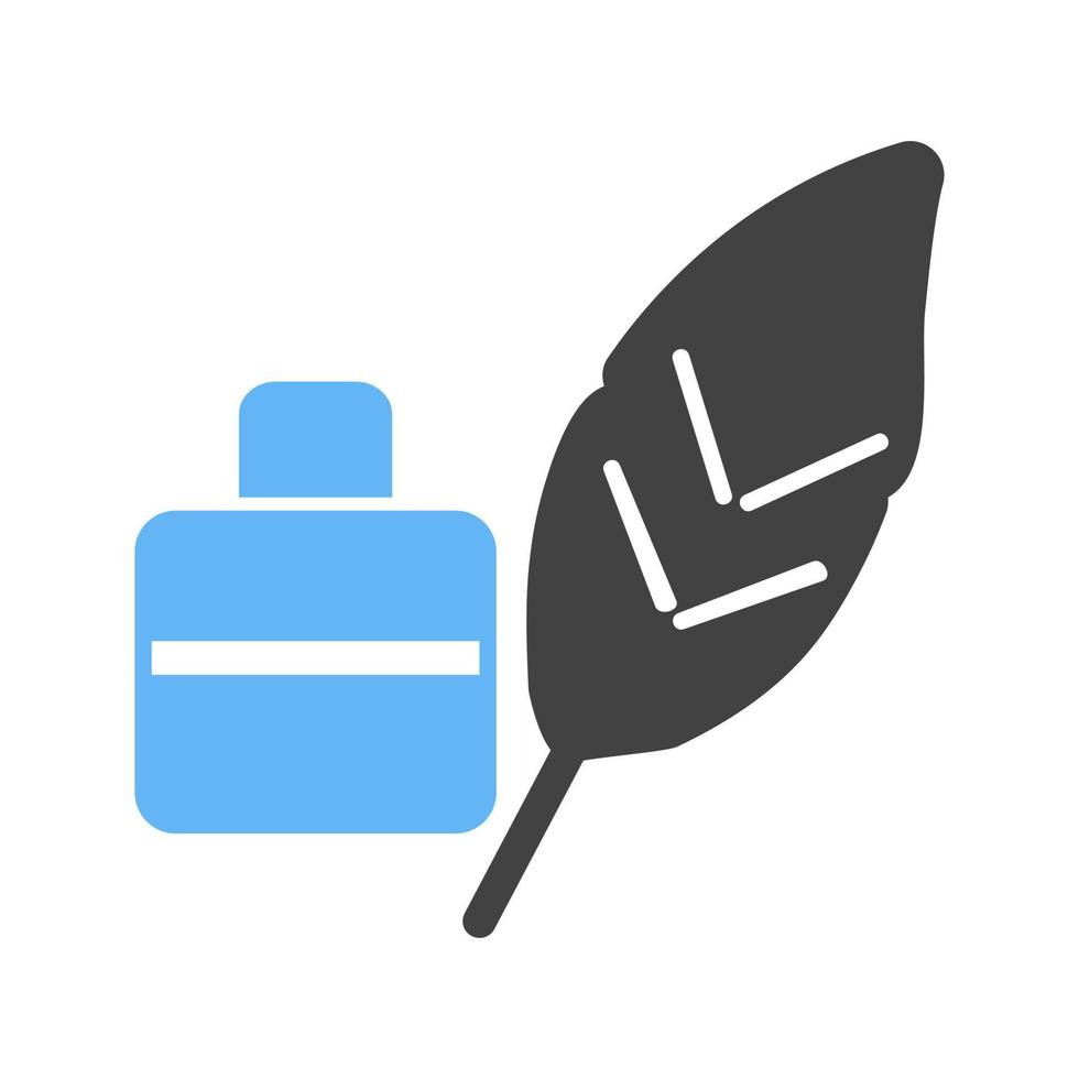 Feather Quill Glyph Blue and Black Icon vector