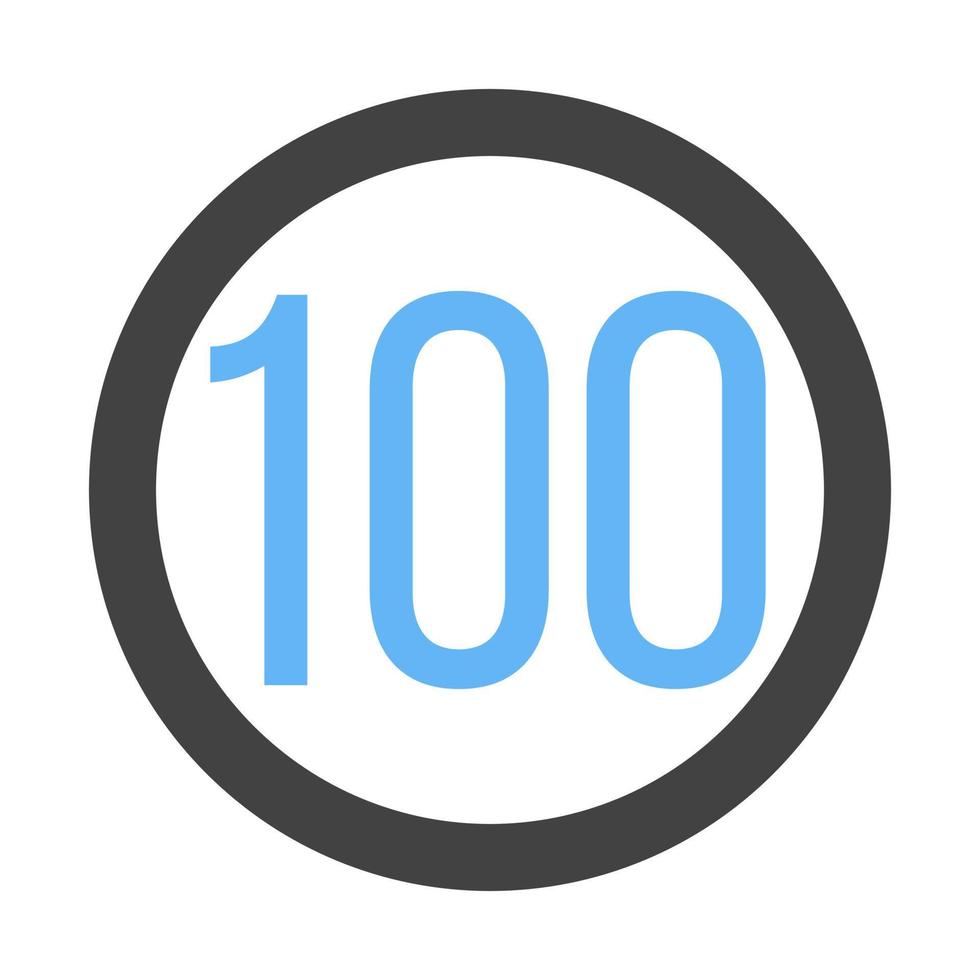 límite de velocidad 100 glifo icono azul y negro vector