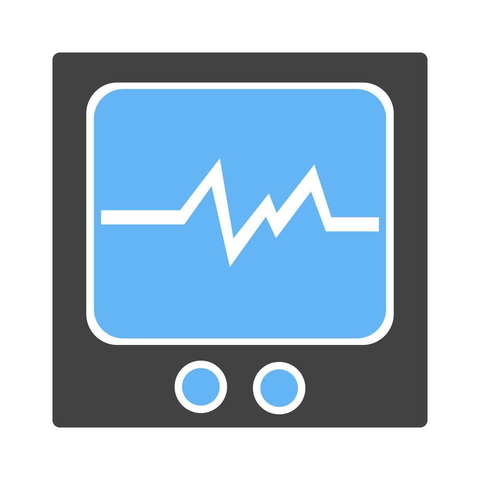 monitor de ecg glifo icono azul y negro vector