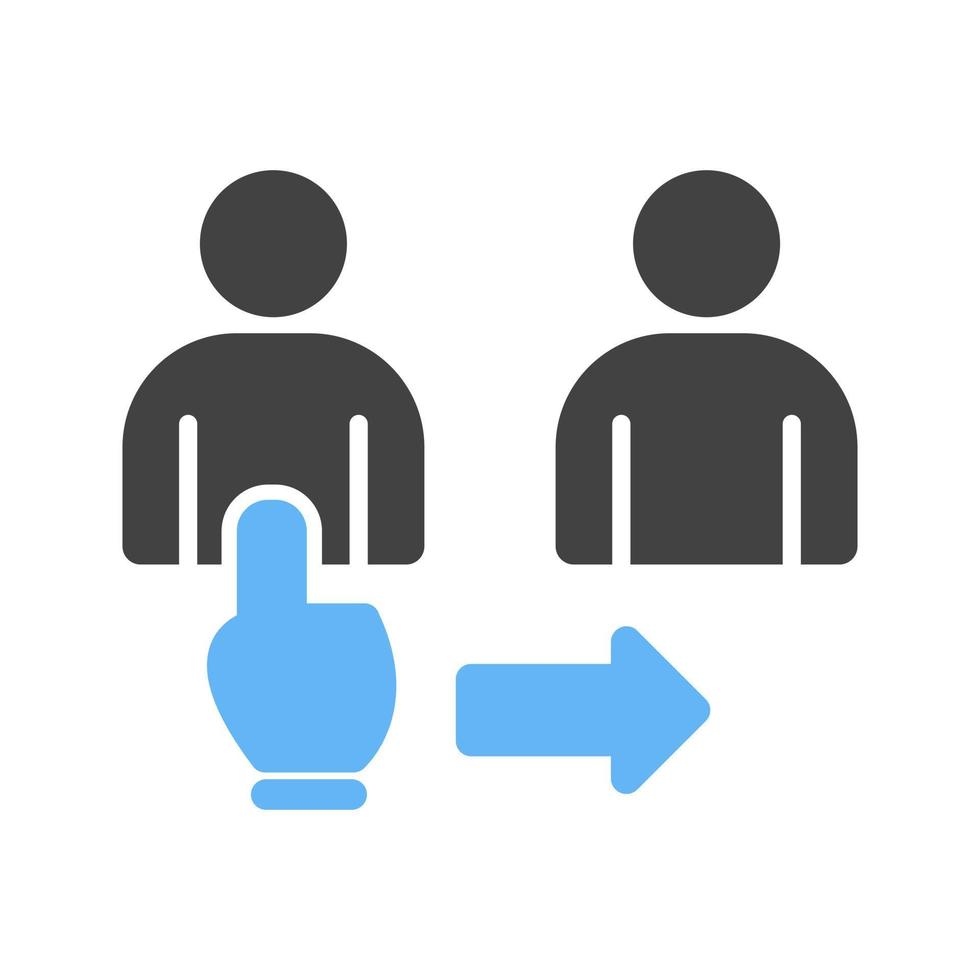 transferir usuario glifo icono azul y negro vector