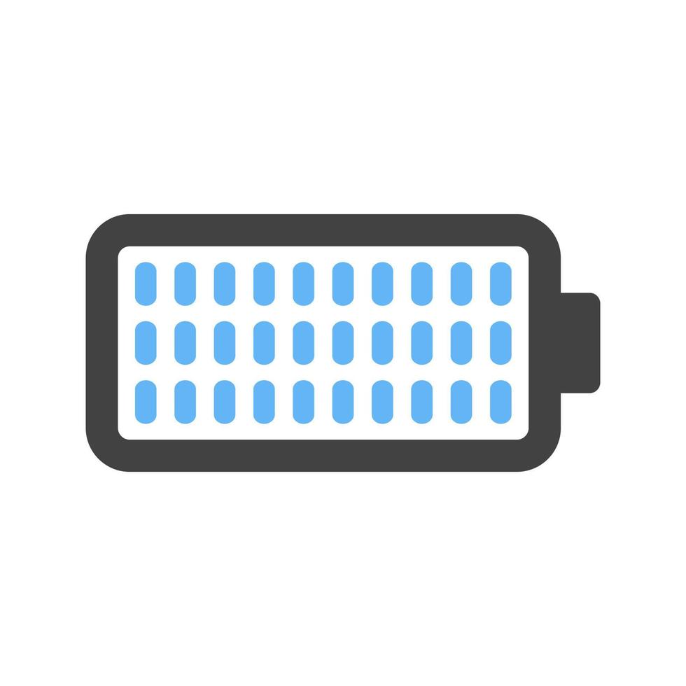 Full Battery Glyph Blue and Black Icon vector