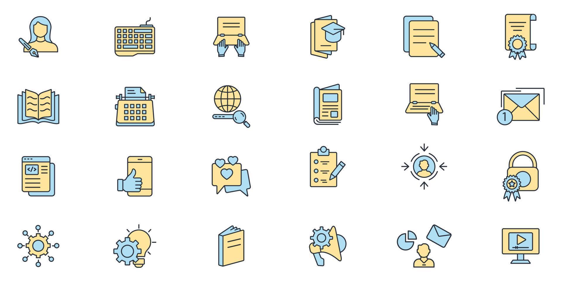 copywriting icons set . copywriting pack symbol vector elements for infographic web