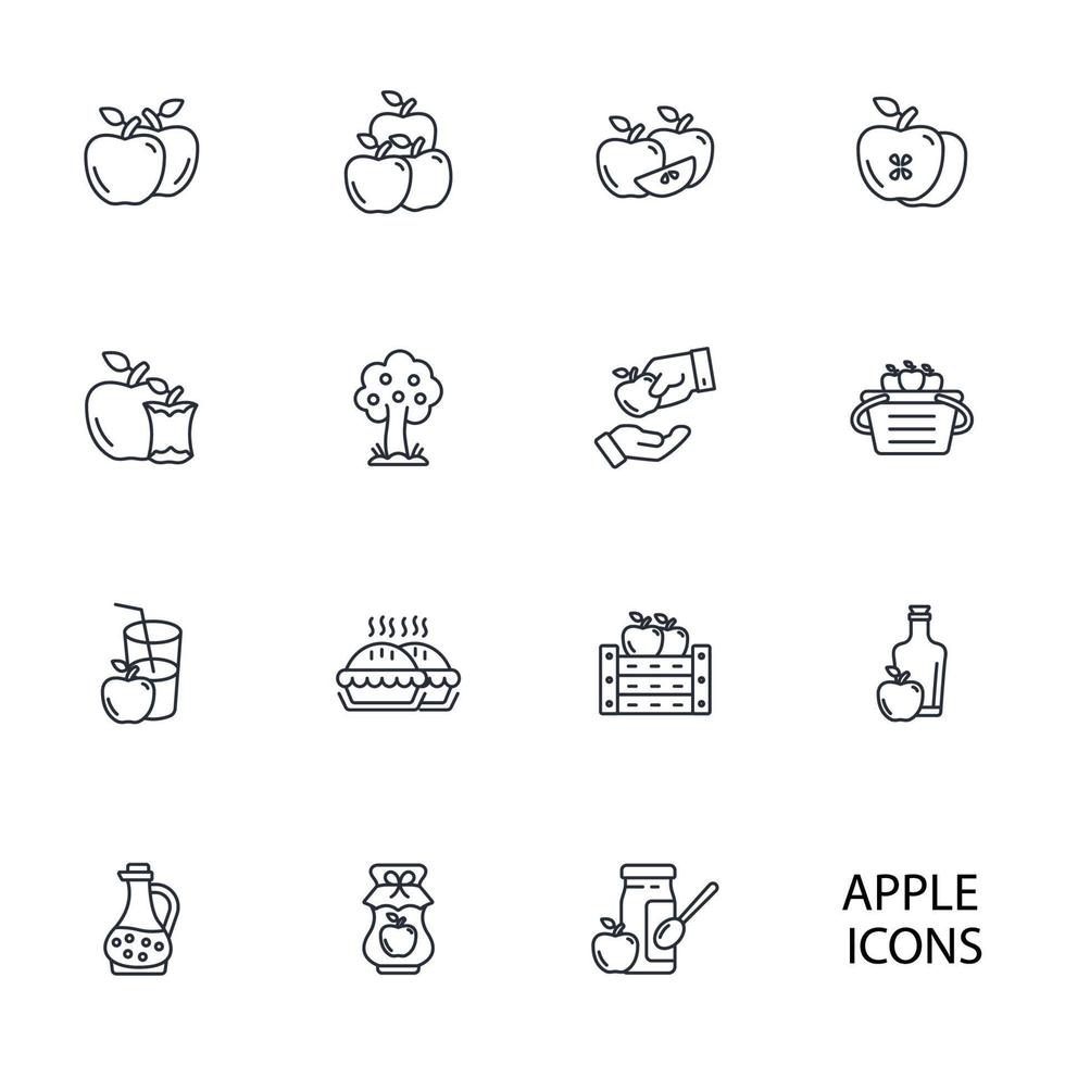 conjunto de iconos de manzana. elementos de vector de símbolo de paquete de manzana para web de infografía