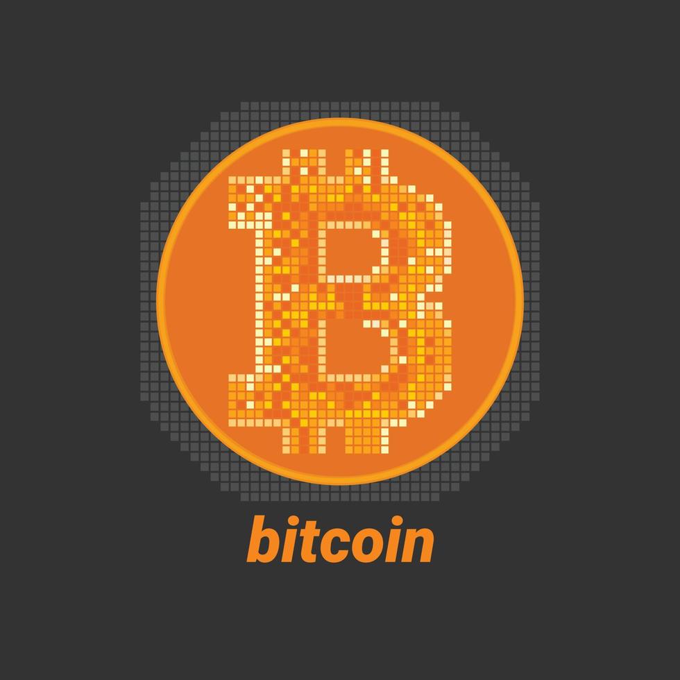 icono de bitcoin con forma de punto digital vector