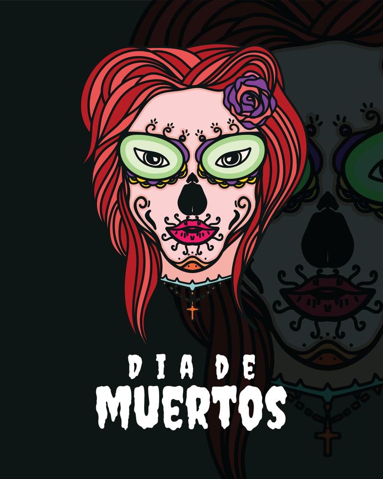 scary woman mask vector Dia de muertos full of romance, death festival